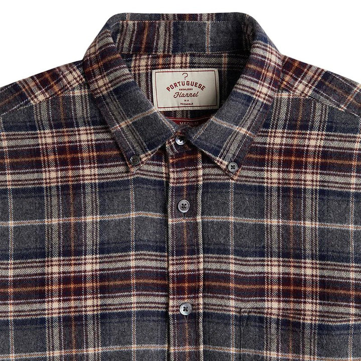 Portuguese Flannel Augusta Flannel Check Shirt Grey - Merchant Menswear