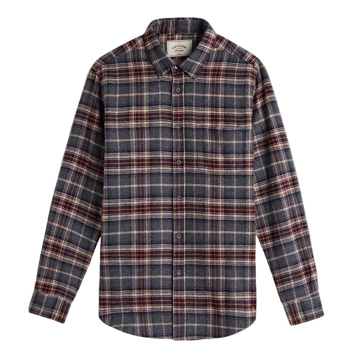 Portuguese Flannel Augusta Flannel Check Shirt Grey - Merchant Menswear