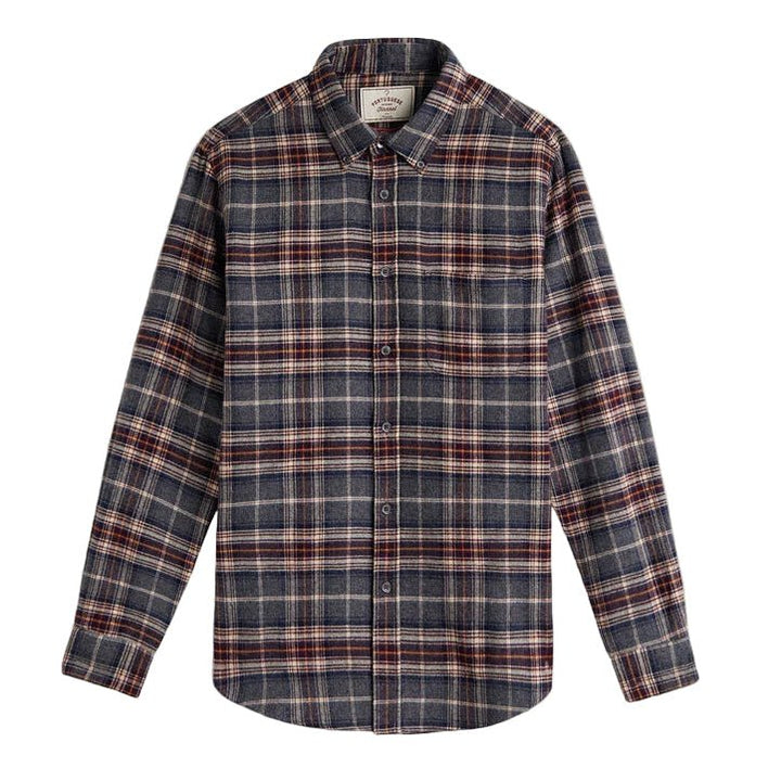 Portuguese Flannel Augusta Flannel Check Shirt Grey - Merchant Menswear