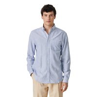 Portuguese Flannel Belavista Stripe Shirt Blue. - Merchant Menswear