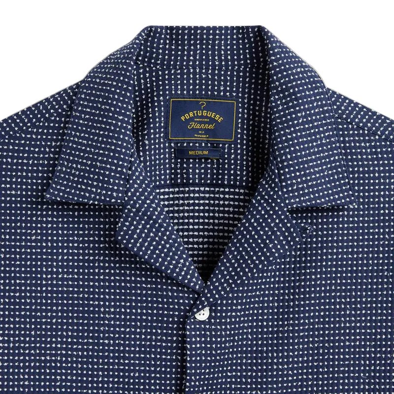 Portuguese Flannel Dots Shirt Navy - Merchant Menswear