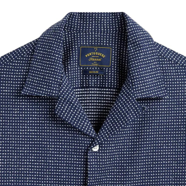 Portuguese Flannel Dots Shirt Navy - Merchant Menswear