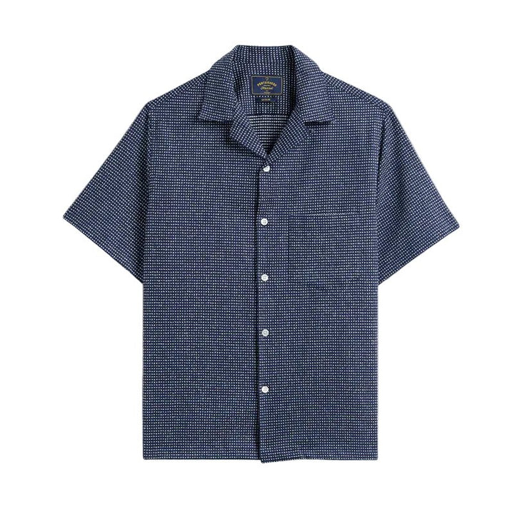 Portuguese Flannel Dots Shirt Navy - Merchant Menswear