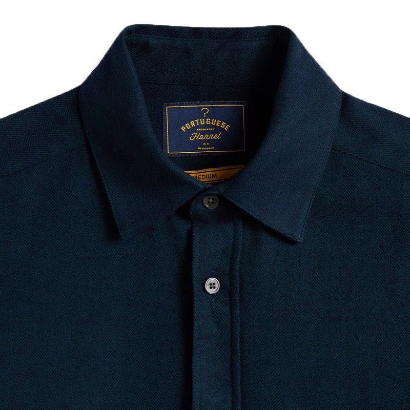 Portuguese Flannel Espiga Herringbone Flannel Shirt Green - Merchant Menswear