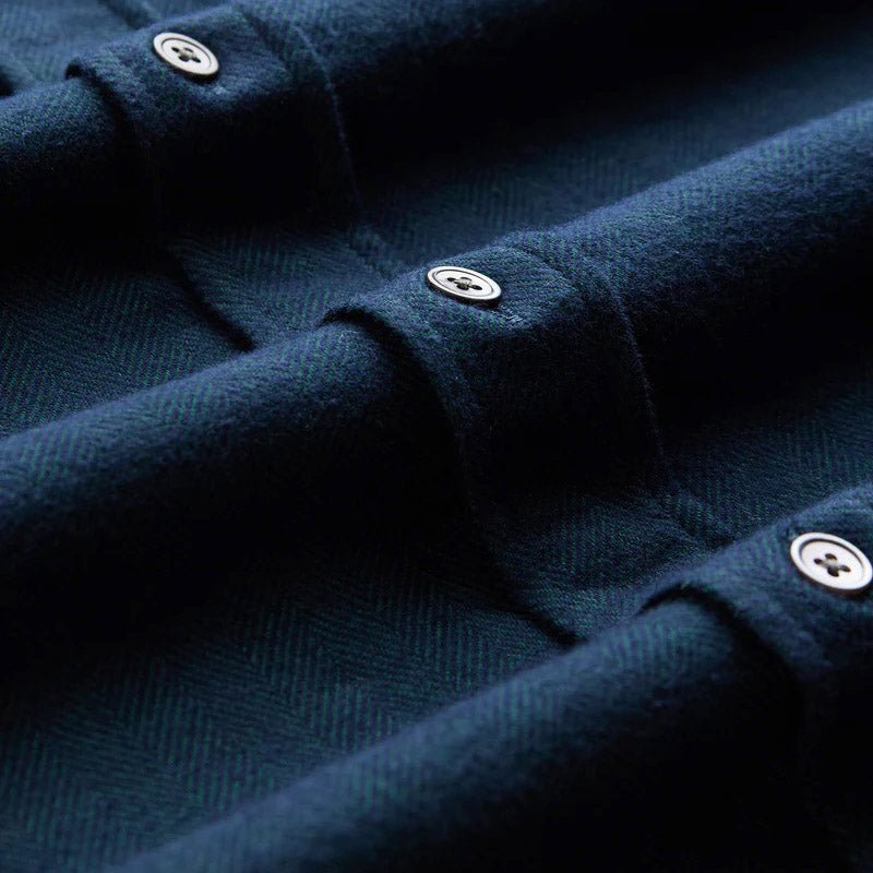 Portuguese Flannel Espiga Herringbone Flannel Shirt Green - Merchant Menswear