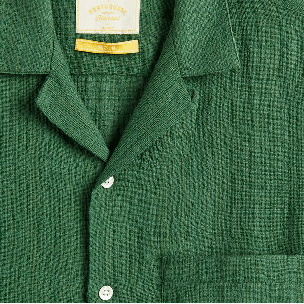 Portuguese Flannel Grain Textured Shirt Green - Merchant Menswear