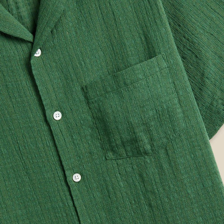 Portuguese Flannel Grain Textured Shirt Green - Merchant Menswear
