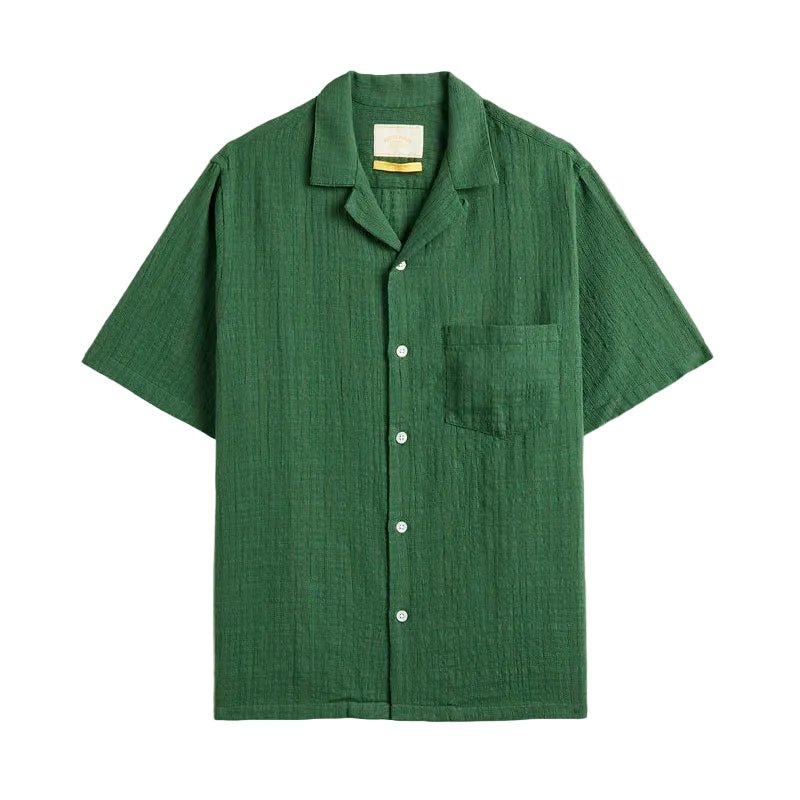 Portuguese Flannel Grain Textured Shirt Green - Merchant Menswear