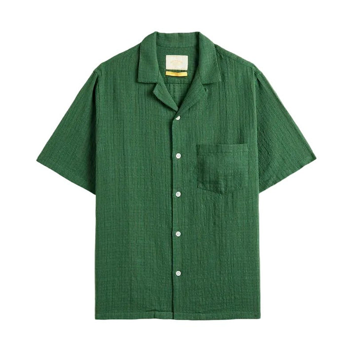 Portuguese Flannel Grain Textured Shirt Green - Merchant Menswear