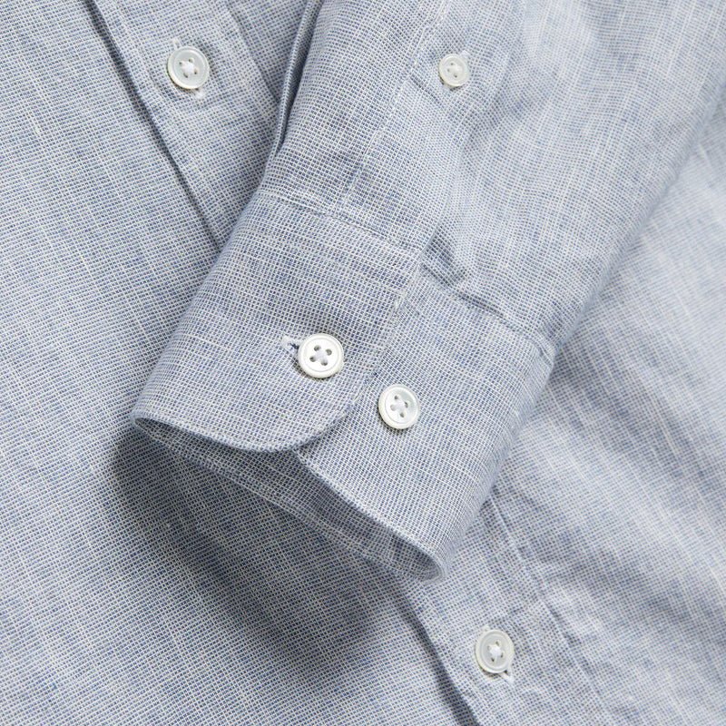 Portuguese Flannel Granular Woven Shirt Blue - Merchant Menswear