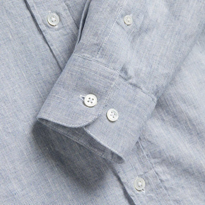 Portuguese Flannel Granular Woven Shirt Blue - Merchant Menswear