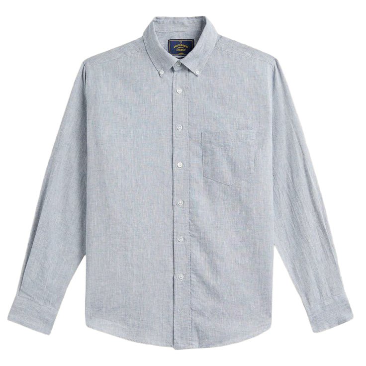 Portuguese Flannel Granular Woven Shirt Blue - Merchant Menswear