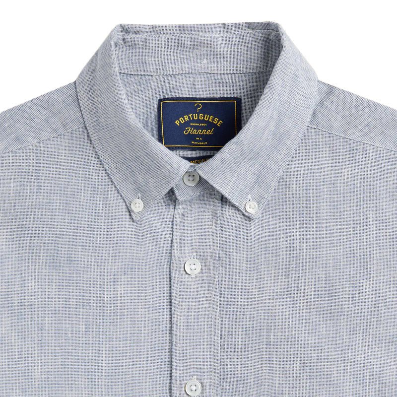 Portuguese Flannel Granular Woven Shirt Blue - Merchant Menswear