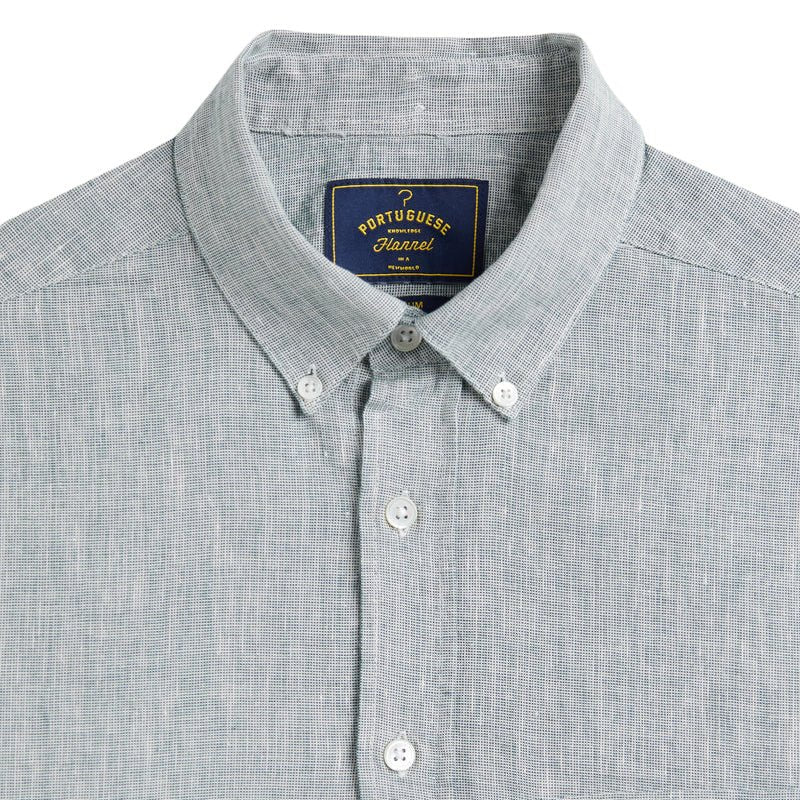 Portuguese Flannel Granular Woven Shirt Green - Merchant Menswear