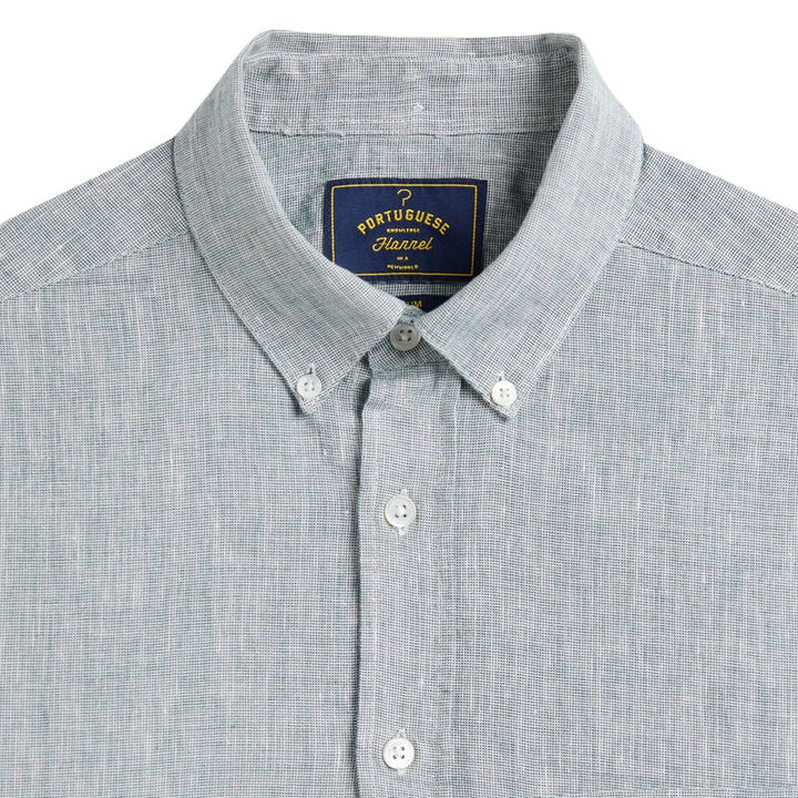 Portuguese Flannel Granular Woven Shirt Green - Merchant Menswear