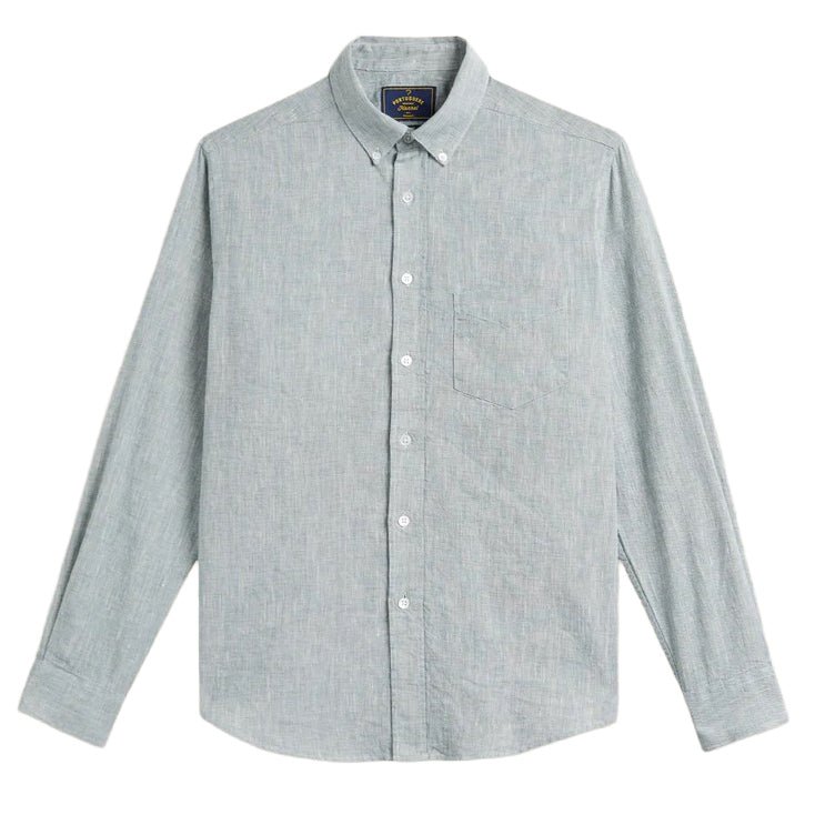 Portuguese Flannel Granular Woven Shirt Green - Merchant Menswear