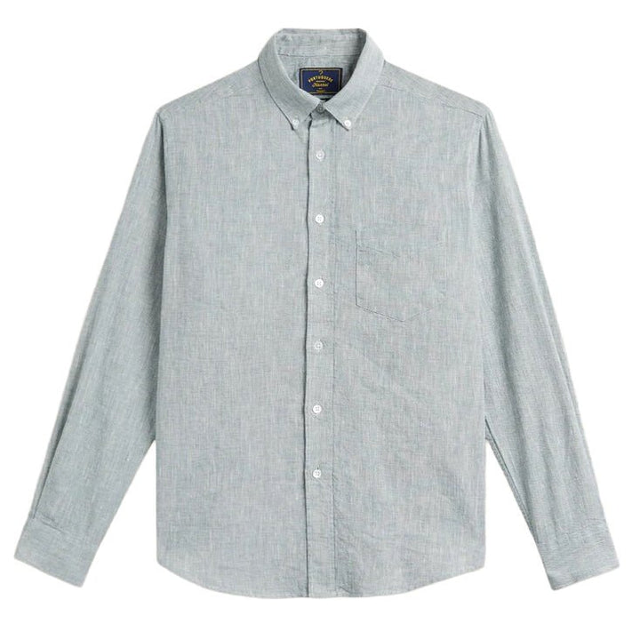 Portuguese Flannel Granular Woven Shirt Green - Merchant Menswear