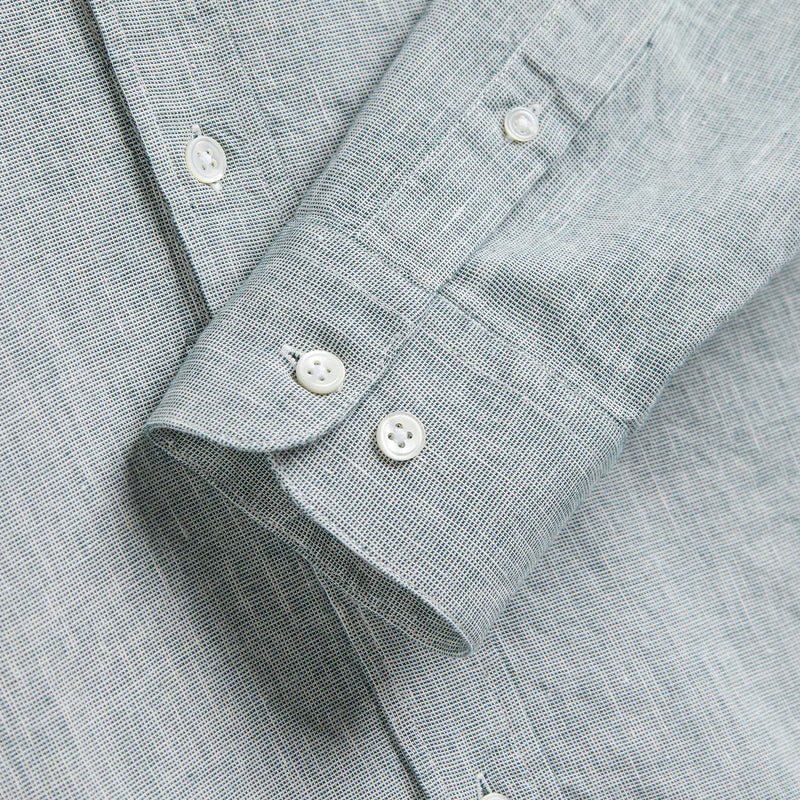Portuguese Flannel Granular Woven Shirt Green - Merchant Menswear