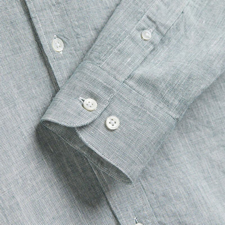 Portuguese Flannel Granular Woven Shirt Green - Merchant Menswear