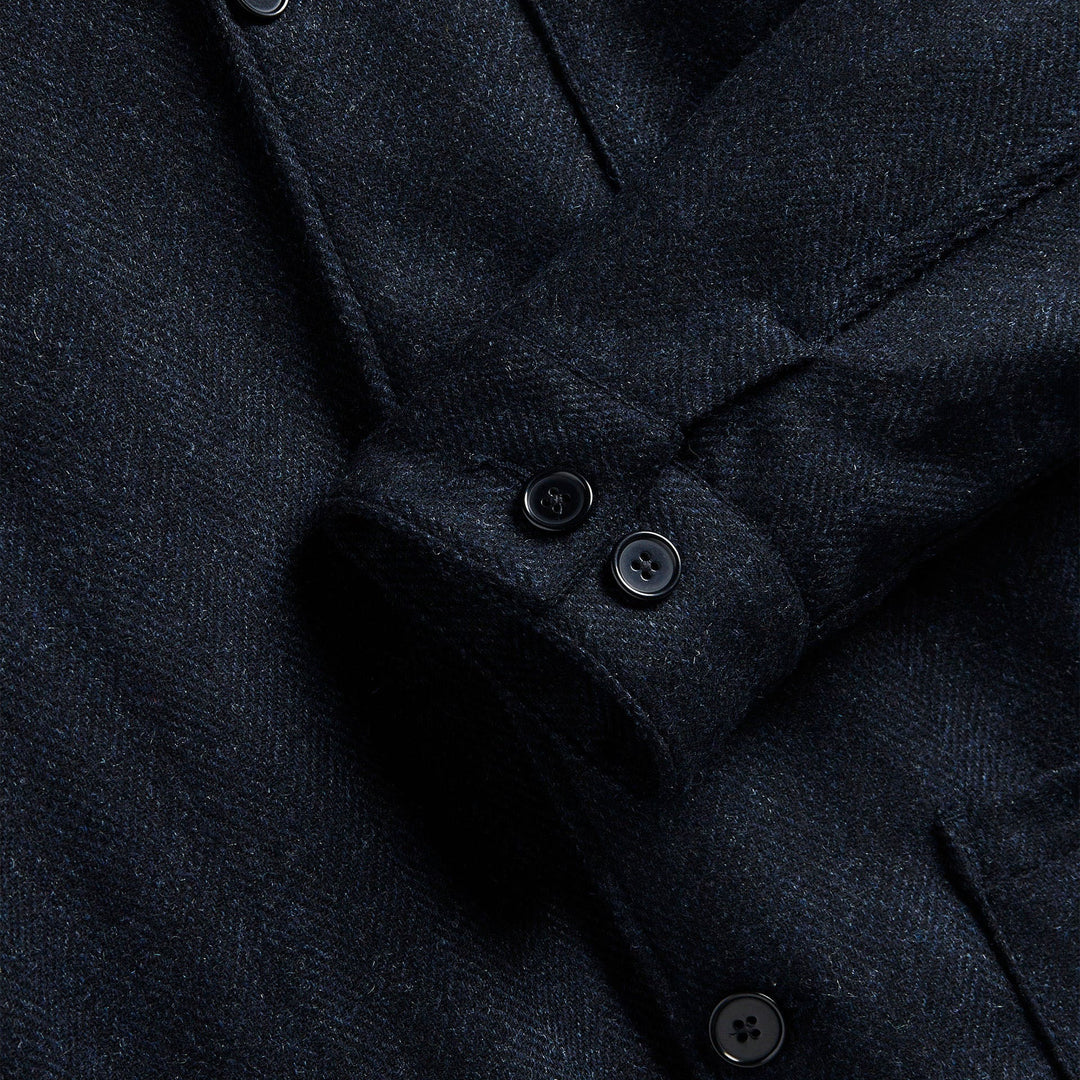 Portuguese Flannel Labura Herringbone Wool Chore Jacket Navy - Merchant Menswear