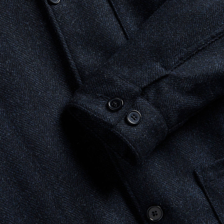 Portuguese Flannel Labura Herringbone Wool Chore Jacket Navy - Merchant Menswear