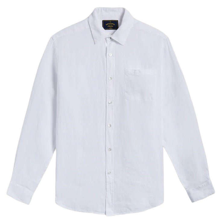 Portuguese Flannel Linen Shirt White - Merchant Menswear