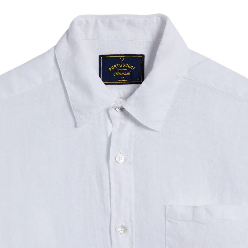 Portuguese Flannel Linen Shirt White - Merchant Menswear