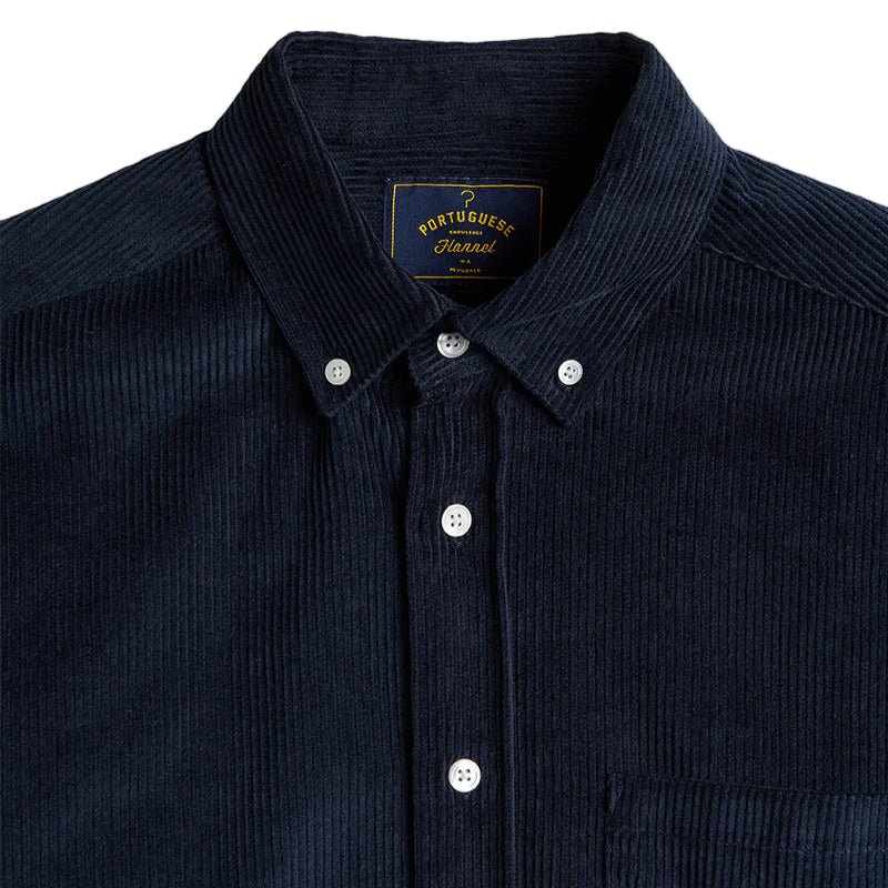 Portuguese Flannel Lobo Navy Cord Shirt Navy - Merchant Menswear