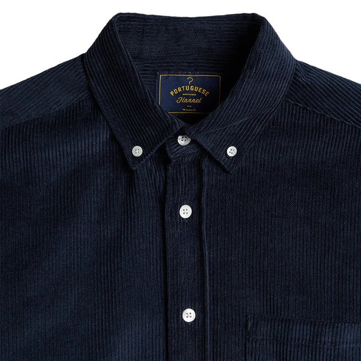 Portuguese Flannel Lobo Navy Cord Shirt Navy - Merchant Menswear