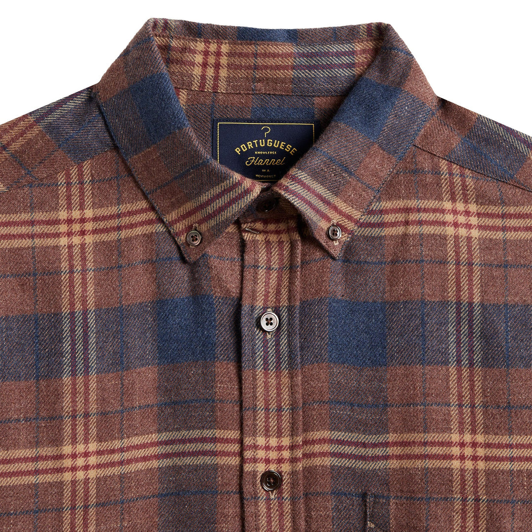 Portuguese Flannel Logia Shirt Blue/Brown Multi - Merchant Menswear