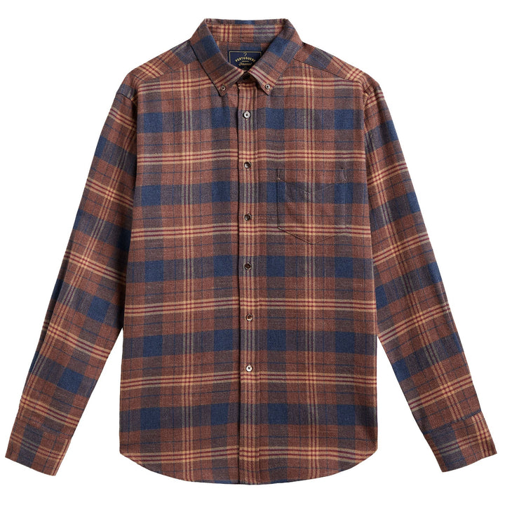 Portuguese Flannel Logia Shirt Blue/Brown Multi - Merchant Menswear