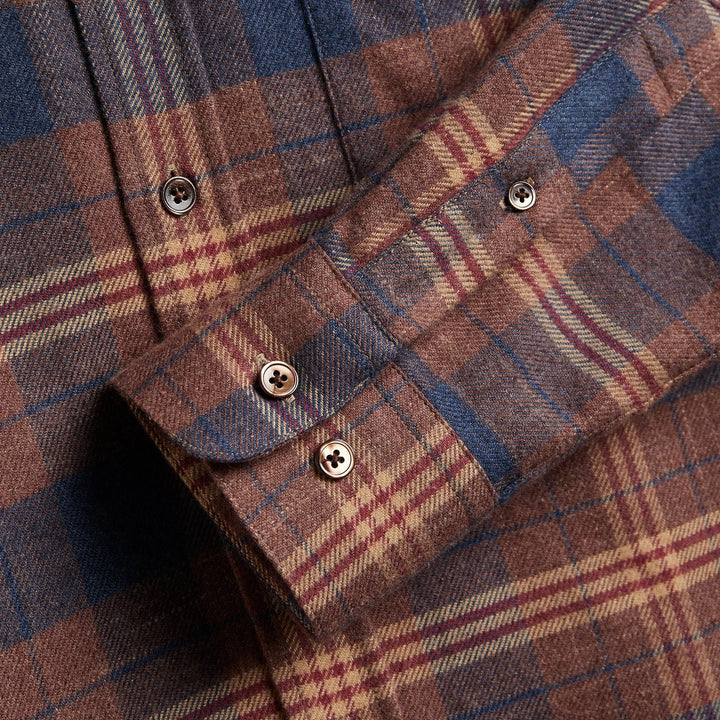 Portuguese Flannel Logia Shirt Blue/Brown Multi - Merchant Menswear