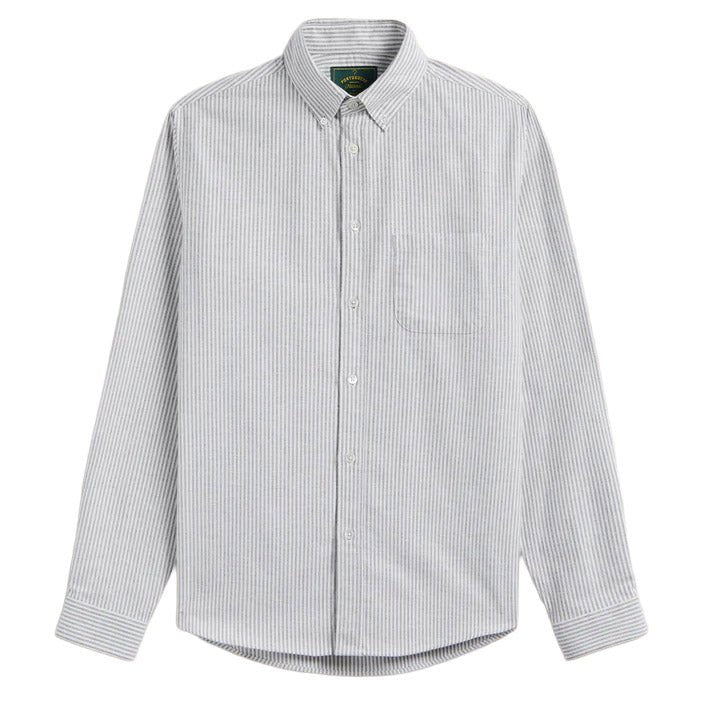 Portuguese Flannel Oxford Bengal Stripe Shirt Moss Green - Merchant Menswear