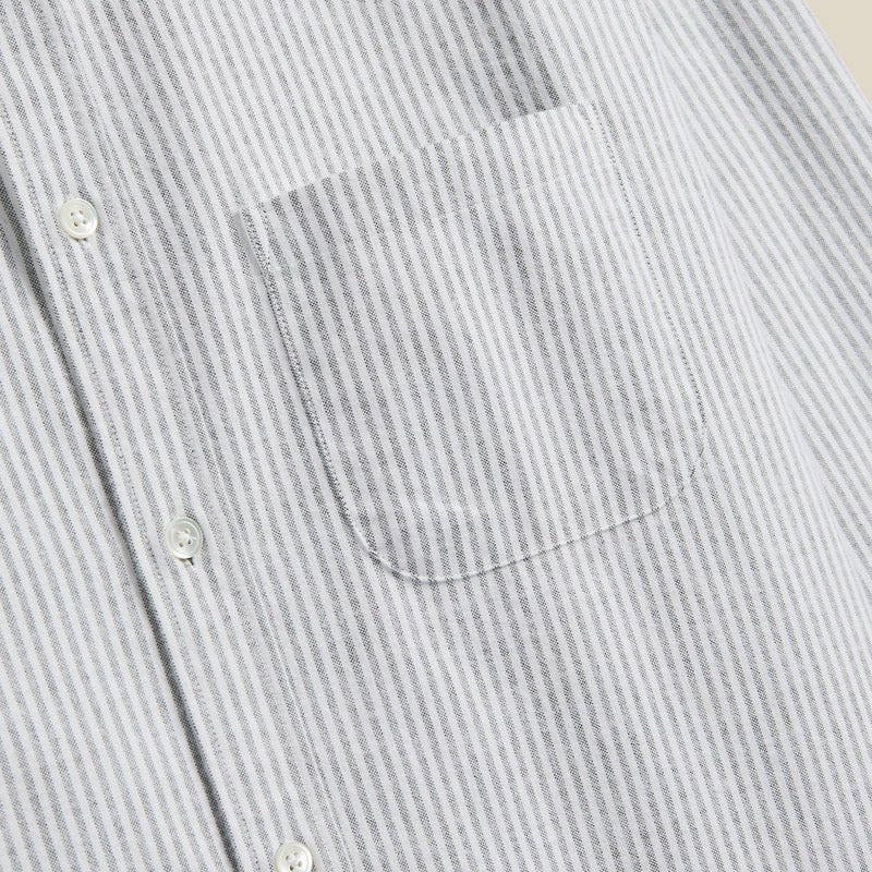 Portuguese Flannel Oxford Bengal Stripe Shirt Moss Green - Merchant Menswear