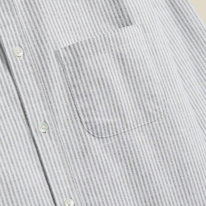 Portuguese Flannel Oxford Bengal Stripe Shirt Moss Green - Merchant Menswear