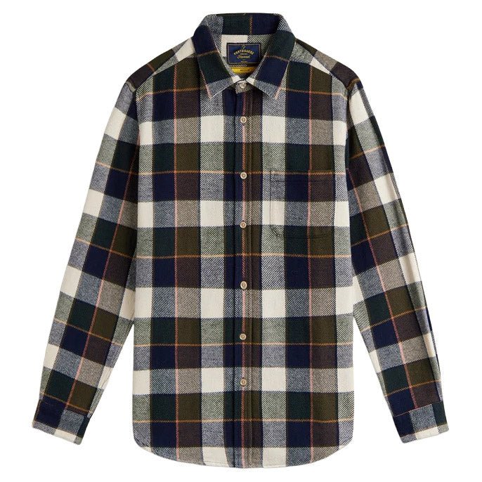 Portuguese Flannel Pine Multi Check Shirt Blue / Green - Merchant Menswear