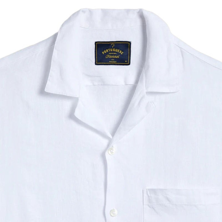 Portuguese Flannel S/S Camp Collar Shirt White - Merchant Menswear