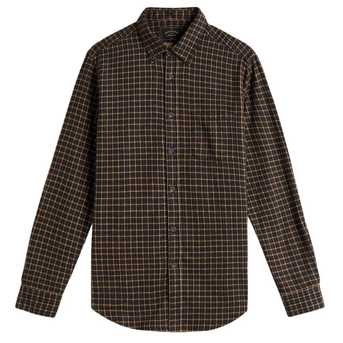 Portuguese Flannel Terra Flannel Check Shirt Brown - Merchant Menswear
