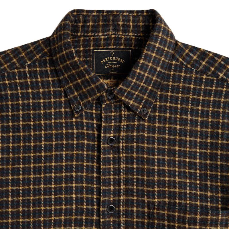 Portuguese Flannel Terra Flannel Check Shirt Brown - Merchant Menswear