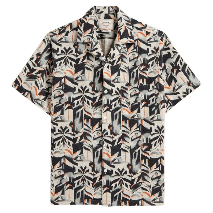 Portuguese Flannel Viva Abstract Shirt Natural/Burnt Orange - Merchant Menswear