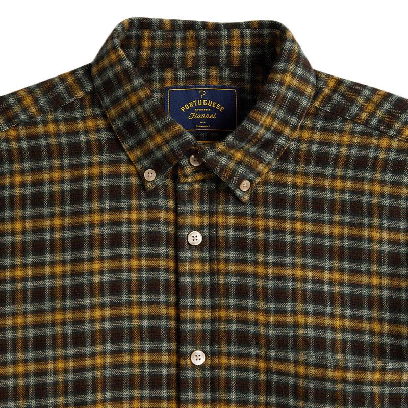 Portuguese Flannel Vouga B/D Flannel Check Shirt Green Multi - Merchant Menswear