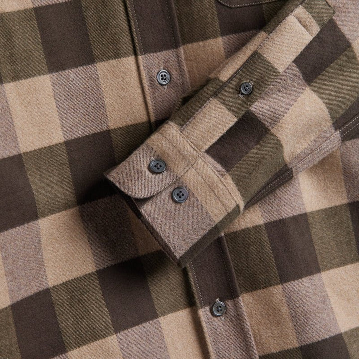 Portuguese Flannel Woody Check Shirt Olive / Sand - Merchant Menswear