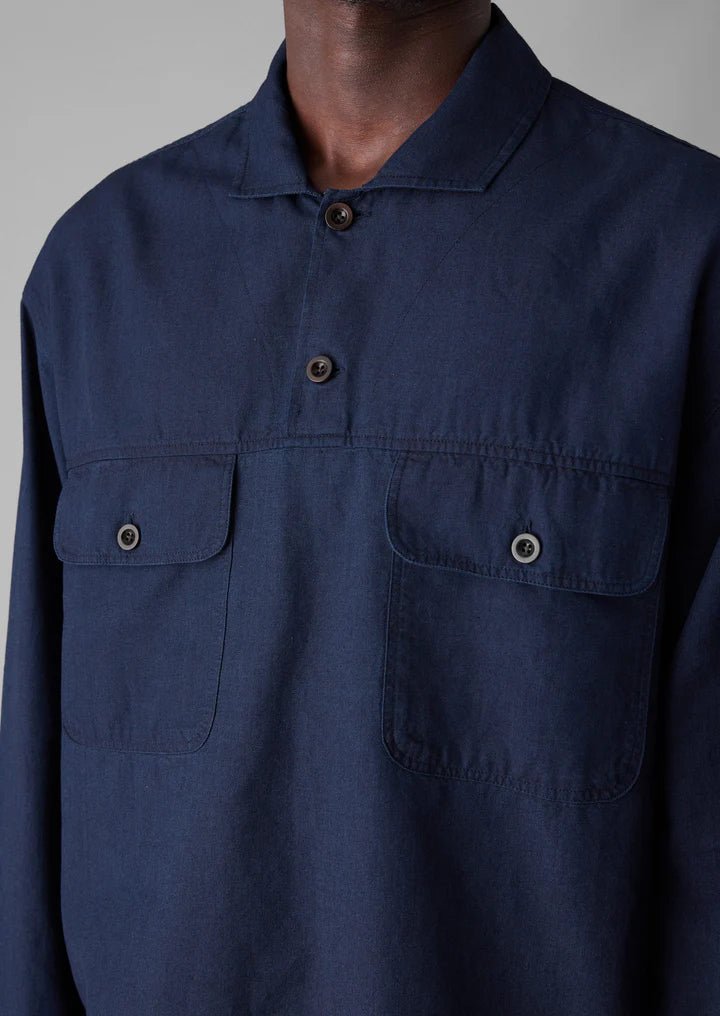 Pullover Workwear Shirt Indigo. - Merchant Menswear