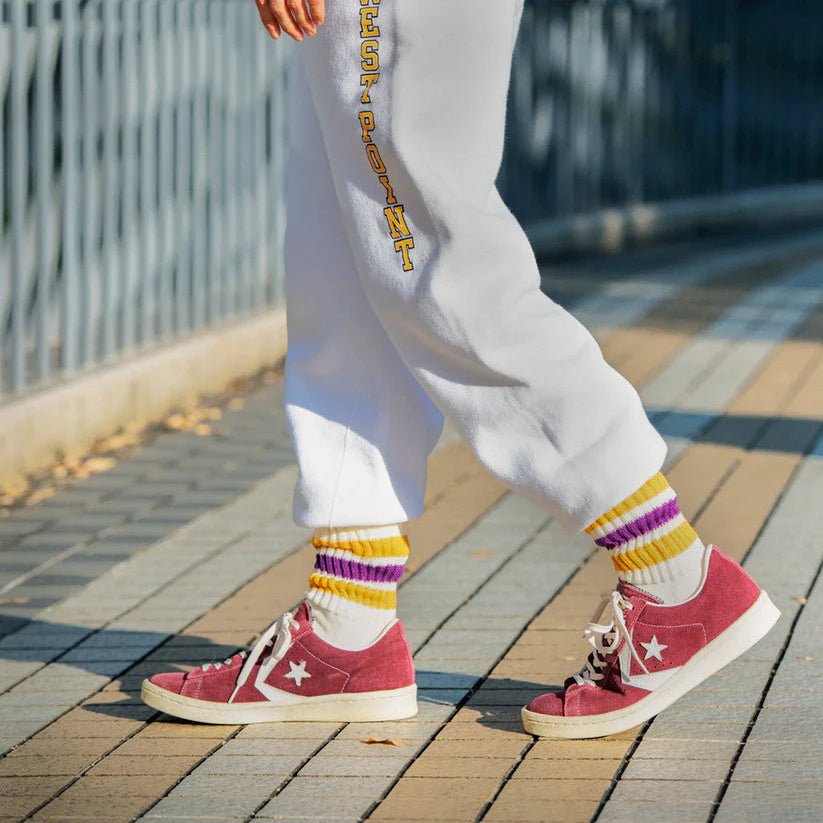 RoToTo Coarse Rib Old School Socks Yellow/Purple - Merchant Menswear