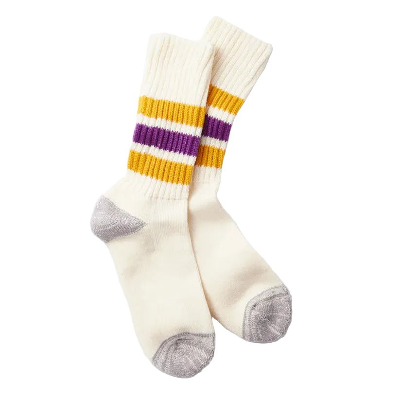 RoToTo Coarse Rib Old School Socks Yellow/Purple - Merchant Menswear