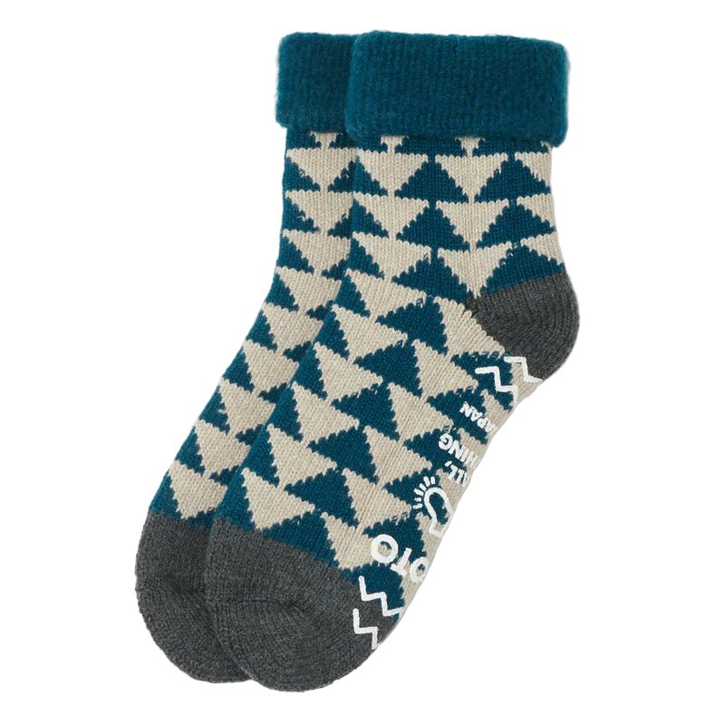 RoToTo Comfy Room Socks Blue Green/Charcoal - Merchant Menswear