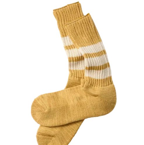 RoToTo Course Ribbed Socks Yellow/Ivory - Merchant Menswear
