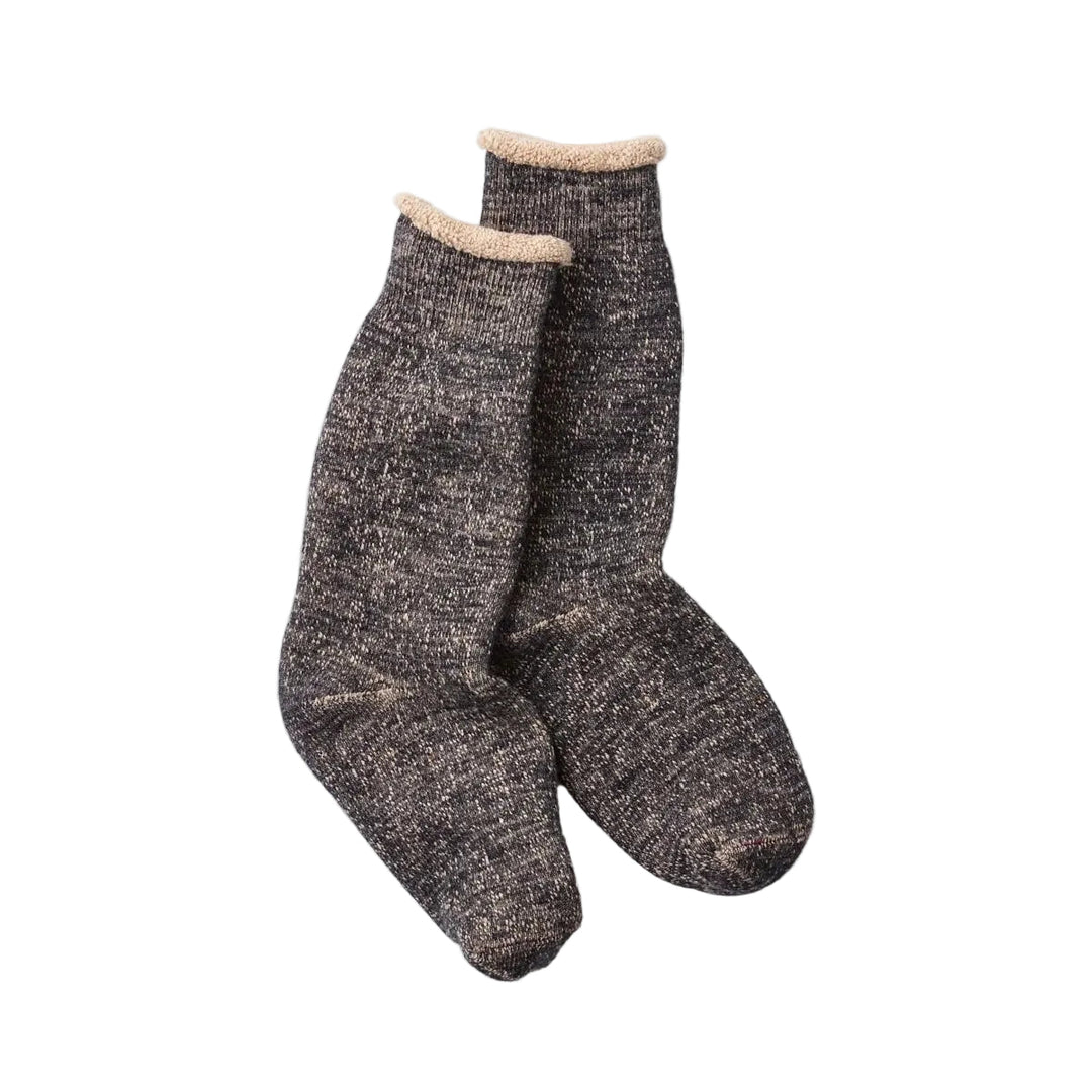 RoToTo Double Face Crew Socks Black/Brown - Merchant Menswear