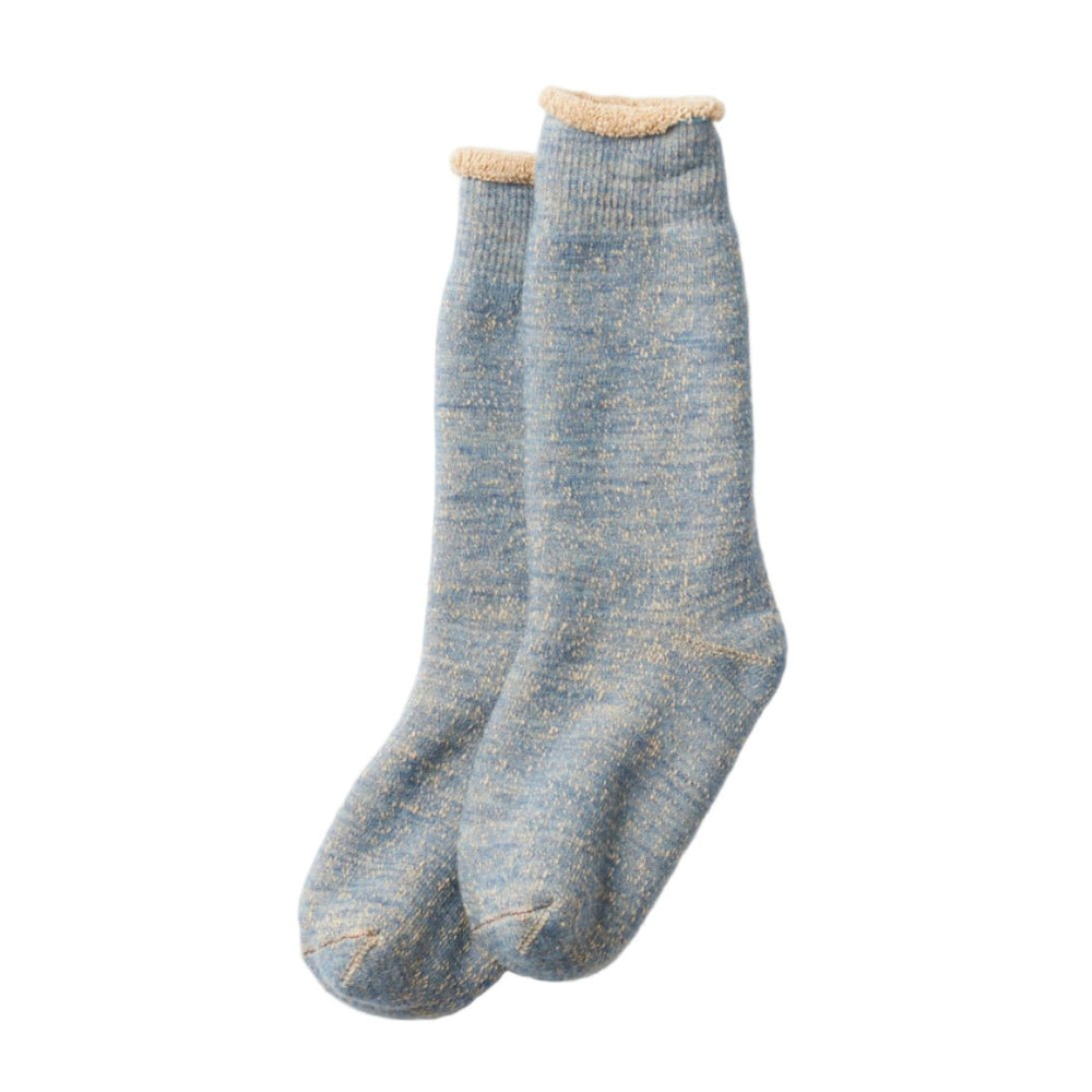 RoToTo Double Face Crew Socks Blue / Brown - Merchant Menswear