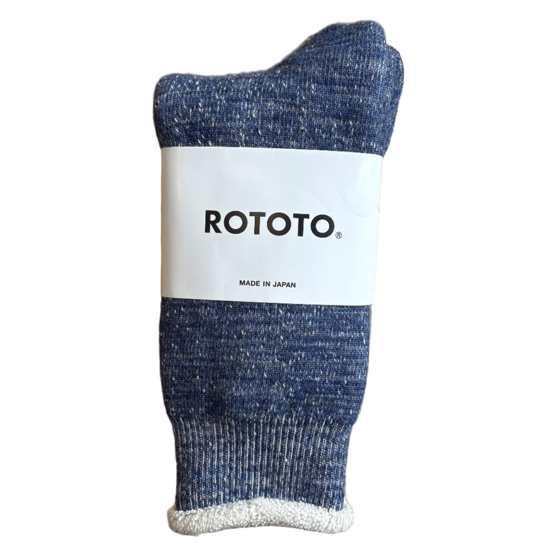 RoToTo Double Face Crew Socks Deep Ocean - Merchant Menswear